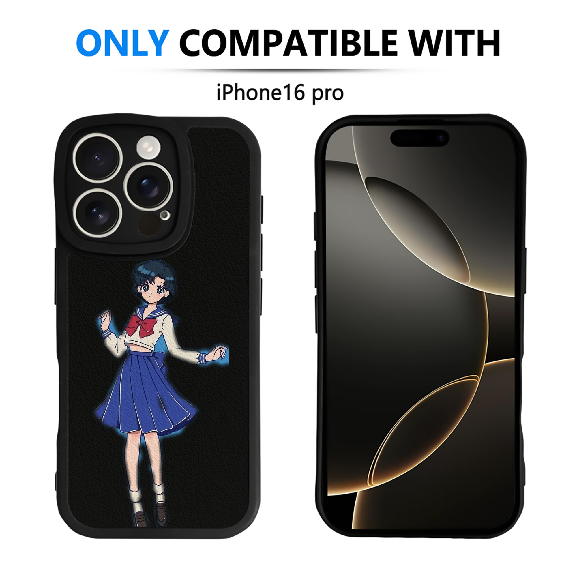 （画像用） 美少女戦士セーラームーン 水野 亜美 みずの あみ Sailor Moon Mizuno Ami 【iPhone 16シリーズ対応】シリコンスマホケース（レザー調） 材質：シリコン